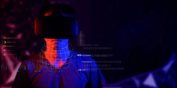 Virtuális Valóság Szemüvege Bővített Valóság Játék Jövőbeli Technológiai Koncepció Szimulált — Stock Fotó