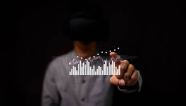 Hisse senedi ticaret tablosu, yatırım, kripto finans tablosu ve borsa dijital metaverse şamdan çizelgesi,