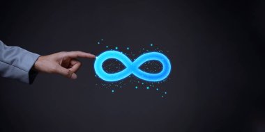 sanal gerçeklik sonsuzluk sembolü dünya metaevren küresel ağ teknolojisi sistemi ve yenilikçi dijital iletişim için soyut döngü işareti elementi