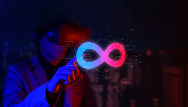 Realidad Virtual Infinito Símbolo Comunidad Conexión Metaverso Mundo Global Red — Foto de Stock