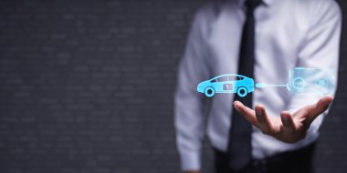 Choosing an electric vehicle. electric car choice. pointing at symbol on charging machine. electric car production Virtual Technology AR Augmented Reality or VR Virtual Reality metaverse