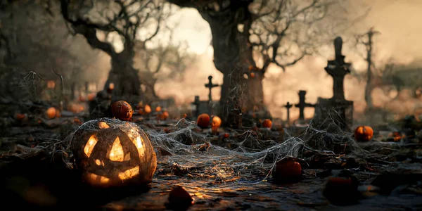 Halloween Day Eyes Jack Lanterns Trick Treating Samhain All Hallows — Stockfoto