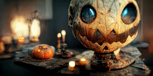 Halloween Day Eyes Jack Lanterns Trick Treating Samhain All Hallows — Photo