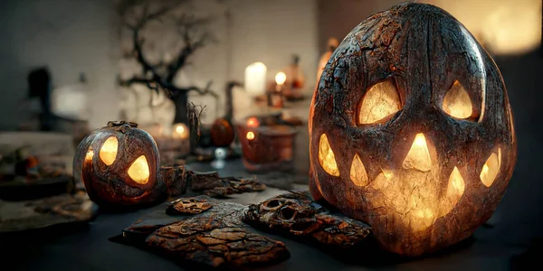 Halloween Day Eyes Jack Lanterns Trick Treating Samhain All Hallows — 图库照片