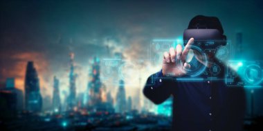 Yapay Zeka AI droid robotu ve cyborg sistemi ile kontrol, çalışma, komut