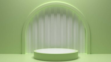 sahne arkaplan podyumu. Ürün rafı ayakta duruyor. Ürün göstermek için boş stand.