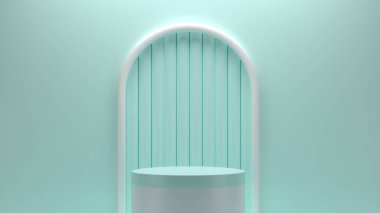 sahne arkaplan podyumu. Ürün rafı ayakta duruyor. Ürün göstermek için boş stand.