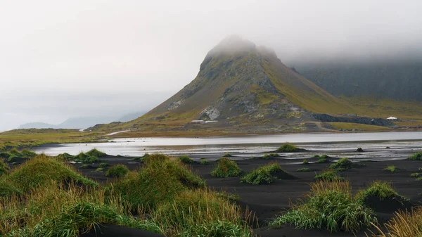 Montanhas Paisagem Panorama Vesturhorn Manhã Verão Islândia Ilha Norte Europa — Fotografia de Stock
