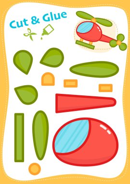 Kes ve Yapıştır Çalışma Kağıdı - Helikopter