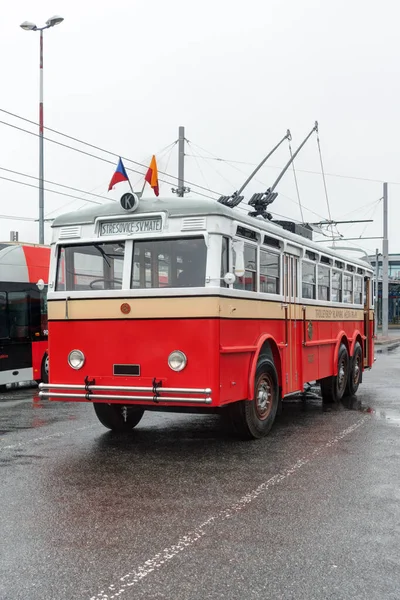 Praga Tot Type Czechoslovak Trolleybus Together Koda 1Tr Tatra Started — Stock Photo, Image
