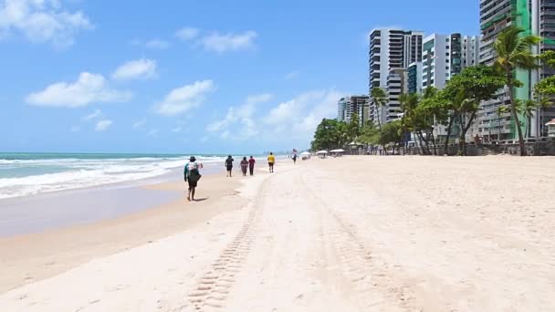 Recife Brasil Outubro 2021 Caminhada Praia Boa Viagem Frente Praia — Vídeo de Stock