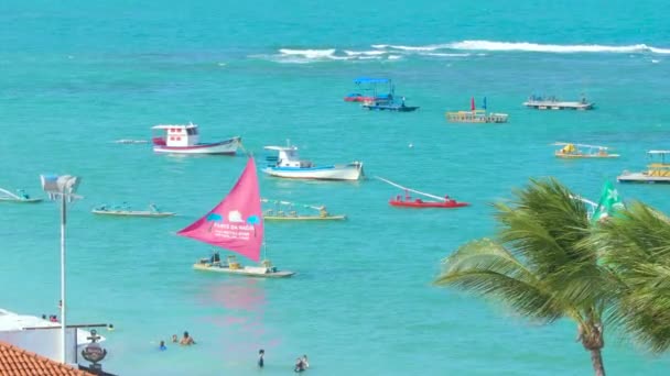 Ipojuca Brasil Octubre 2021 Balsas Turísticas Barcos Pesca Veleros Turísticos — Vídeo de stock