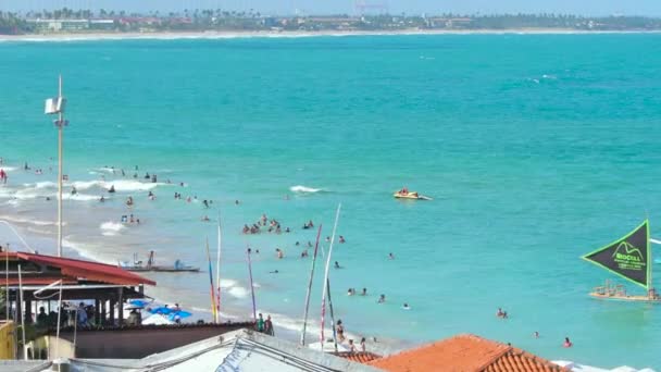 Ipojuca Brazílie Října 2021 Vzdušný Výhled Pláž Porto Galinhas Slunečného — Stock video