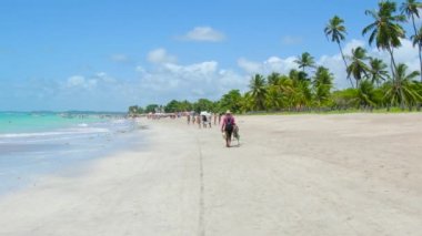 Brezilya Karayipleri olarak bilinen Maragogi plajında yürüyüş. Barra Grande plajı, Brezilya 'nın kuzeydoğusundaki turistik bölge.. 