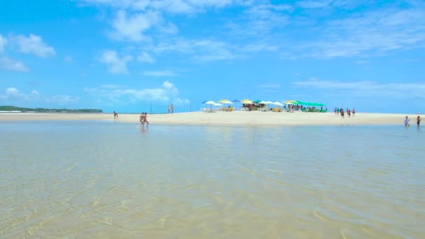 Sirinhaem Brasilien Oktober 2021 Över Sandbanken Guadeloupe Ett Turistmålen Katamaranturen — Stockvideo