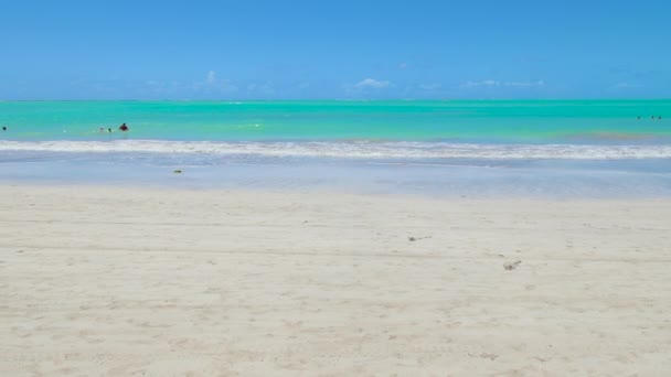 美丽的巴西东北海滩 大海蔚蓝 沙滩轻盈 天空蔚蓝 Barra Grande海滩 Maragogi — 图库视频影像