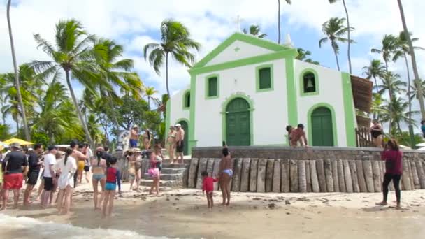 Tamandare Brazil October 2021 Torists Taking Photos Chapel Benedict Century — Αρχείο Βίντεο