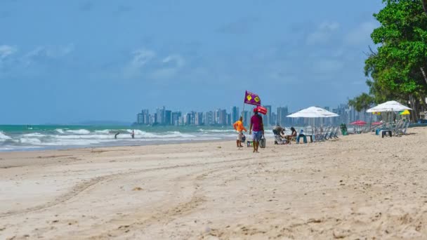 Recife Brasil Outubro 2021 Lapso Tempo Praia Boa Viagem Pessoas — Vídeo de Stock