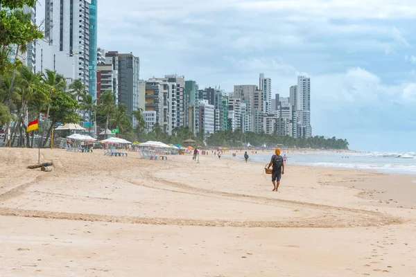 Pohled Pláž Boa Viagem Recife Brazílie Budovy Města Pozadí Ráno — Stock fotografie