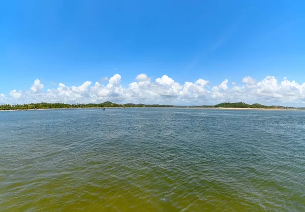 Panoramic View Two Pernambuco Tourist Destinations Left Carneiros Beach Tamandare — Stock Photo, Image