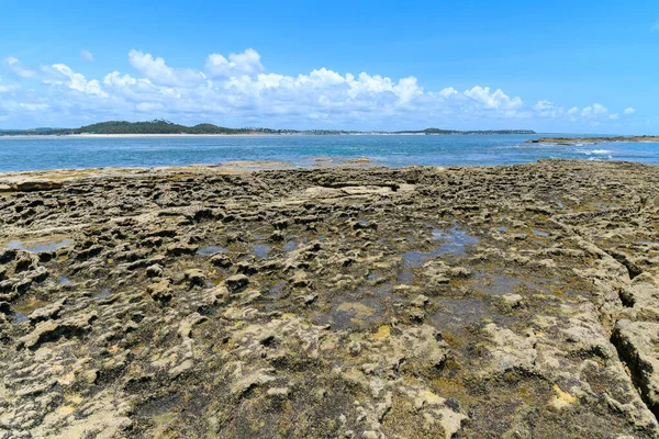 Τοπίο Υφάλων Βραχώδεις Σχηματισμούς Των Φυσικών Λιμνών Της Praia Dos — Φωτογραφία Αρχείου