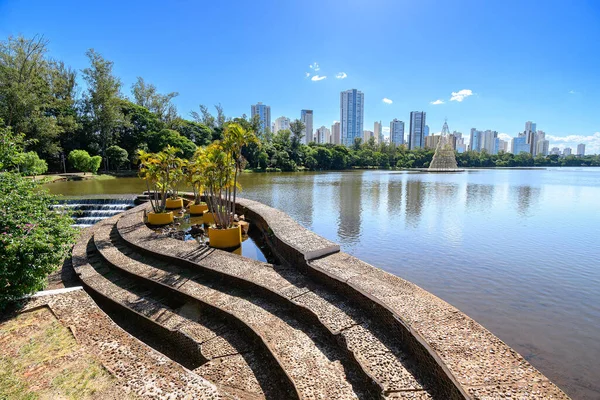 Bela Paisagem Lago Igapo Londrina Brasil Lindo Lago Cidade Com — Fotografia de Stock