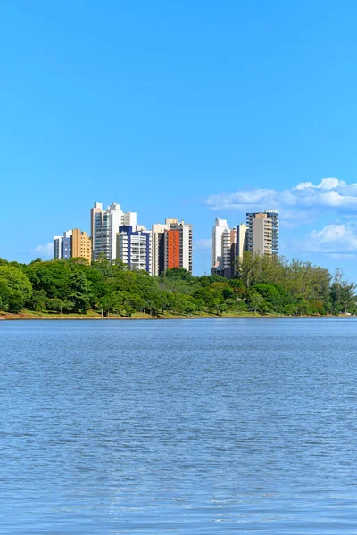 Paisagem Lago Igapo Londrina Brasil Lindo Lago Cidade Com Árvores — Fotografia de Stock