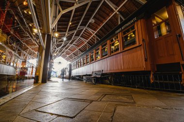 Canela, RS, Brazil - May 19, 2022: outside view of Ferreo Restaurante, a restaurant inside a train wagon on Campos de Canella Station. Tourist destination of the city.