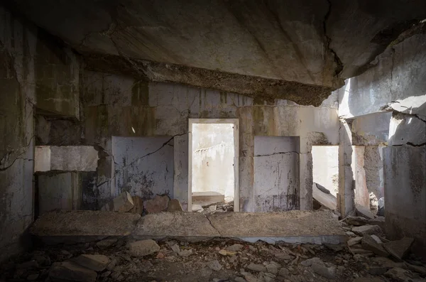 Ruins of the second world war italian military barracks and guardhouse near the pass of of San Bernolfo and Colle Lounge, hiking path between the french Alps and Piedmont (Italy)