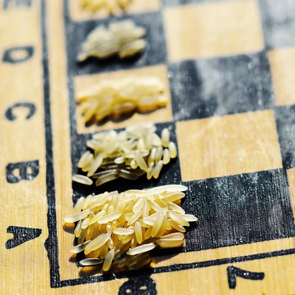 Zrnka Rýže Šachovnici Royalty Free Stock Obrázky