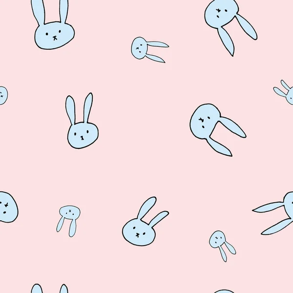 Cute Light Blue Bunny Characters Seamless Pattern Animals Pink Background — Fotografia de Stock
