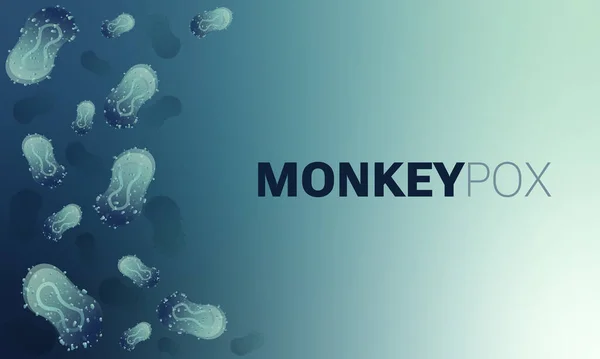 Maymun Çiçeği virüsü hücrelerinin taşıyıcı illüstrasyonu tıbbi afişi. Beyaz bilim arka planında maymun çiçeği virüsü hücreleri. Maymun çiçeği mikrobiyolojik vektör arkaplan, el ilanı veya poster