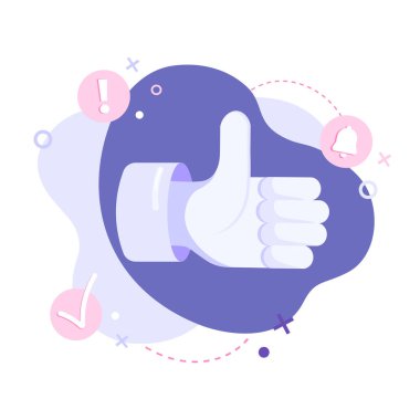 Baş parmağın düz vektör çizimi. Sosyal medya simge ya da sembol kavramı gibi. Sosyal medya ve SMM, web sitesi, uygulama, afiş, broşür, iş ve reklam için.