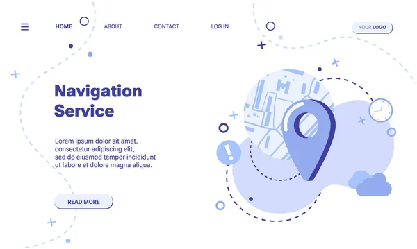 Concept Service Navigation Bannière Web Modèle Page Destination Avec Icône — Image vectorielle