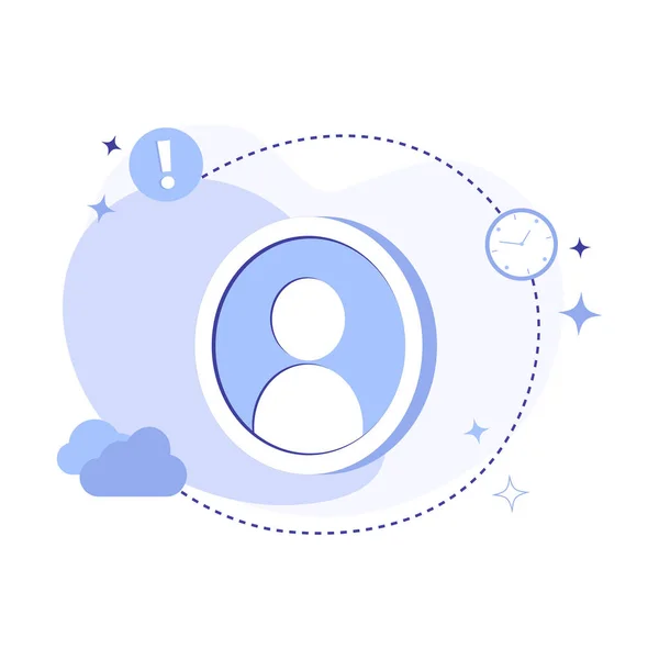 Soyut arka planda düz vektör illüstrasyon sosyal ağ kullanıcı avatarı. Koruma, kişisel bilgi ve hesap güvenli İnternet ve kimlik doğrulama güvenlik kavramları.