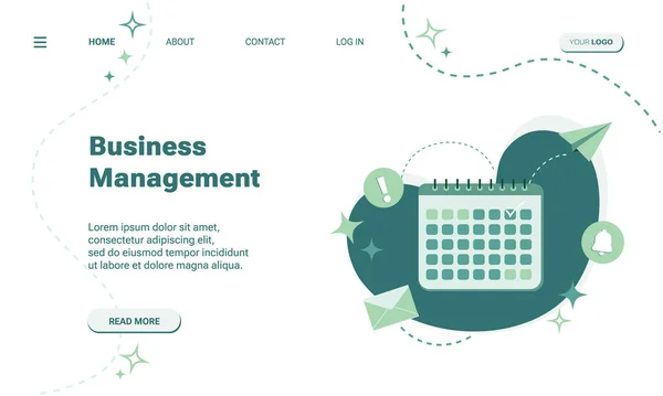 İş zamanı yönetimi ya da konsept web afişi ya da iniş sayfası şablonu. Takvimin soyut arkaplanda sosyal medya simgeleriyle düz vektör illüstrasyonu.