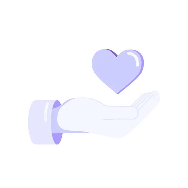 Bağış konsepti, kalbi tutan düz çizimler. Yardım, destek, gönüllü konsepti. Tebrik kartları, afişler, posterler, broşürler ve reklamlar için düz vektör illüstrasyon tasarımı.