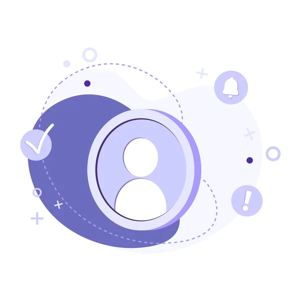 Soyut arka planda düz vektör illüstrasyon sosyal ağ kullanıcı avatarı. Koruma, kişisel bilgi ve hesap güvenli İnternet ve kimlik doğrulama güvenlik kavramları.