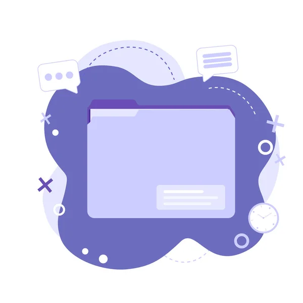 Sosyal medya simgeleri ve soyut arkaplanda şekilleri olan dosya dizininin vektör illüstrasyonu. Sosyal medya, bulut depolama, web sitesi, uygulama, pankart veya el ilanı için dosya yönetimi araçları hizmeti kavramı