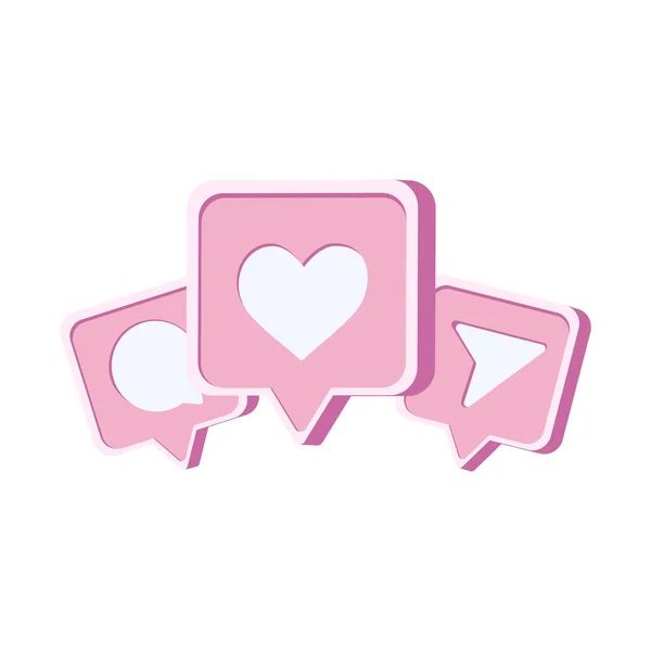 Heart Message Icon Speech Bubble Notification Icon Social Network Flat — Stockvektor