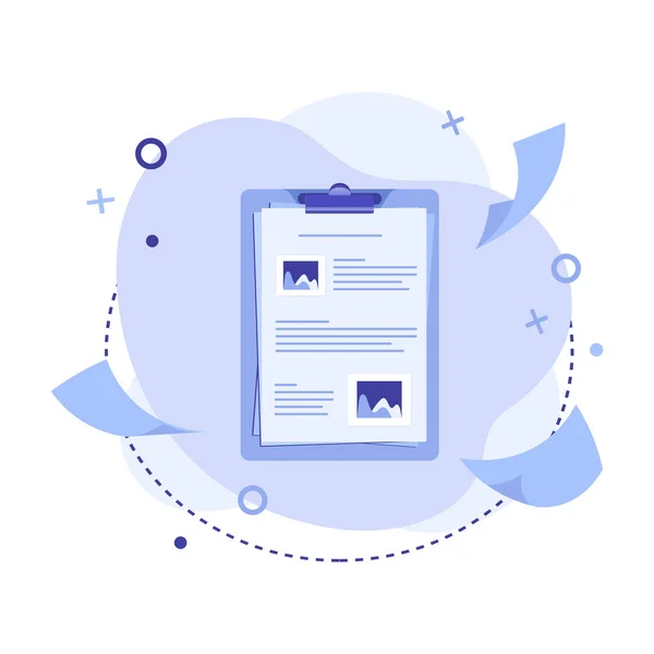 Soyut arkaplanda sosyal medya simgeleriyle pano düz vektör çizimi. Planlama, anket, sınav, yapılacaklar listesi veya anlaşma, webinar veya çevrimiçi eğitim kavramı