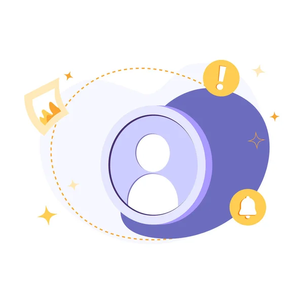 Kullanıcı profili simgesi. Soyut arka planda düz vektör illüstrasyon sosyal ağ avatarı. Koruma, kişisel bilgi ve hesap güvenli İnternet ve kimlik doğrulama güvenlik kavramları.