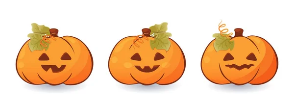 Uppsättning Halloween Isolerade Element Söta Halloween Pumpor För Din Halloween — Stock vektor