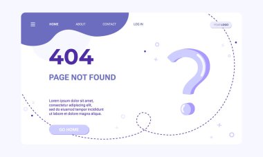 Sayfa pankart şablonu bulunamadı. 404 hata sayfası. 404 hatalı web sayfası için tasarım şablonu için Soru İşareti simgesinin düz çizimi.