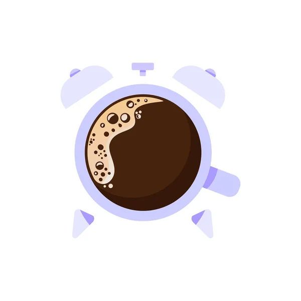 Tasse Kaffee Form Eines Weckers Isoliert Auf Weißem Hintergrund — Stockvektor
