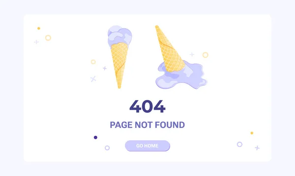 Strona Błędu 404 Nie Znaleziono Szablonu Banera Płaska Ilustracja Topnienia — Wektor stockowy