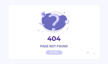 404 hata sayfası. Sayfa pankart şablonu bulunamadı. 404 hatalı web sayfası için tasarım şablonu için Soru İşareti simgesinin düz çizimi