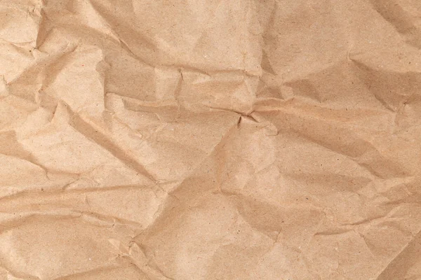 Brown crumpled recycle craft paper texture background — Stock Photo, Image