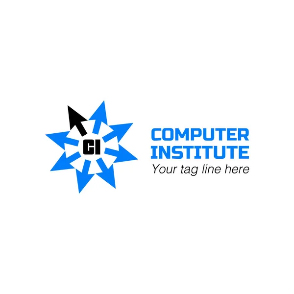 Computer Institute Logo Mit Computerpfeil Symbol — Stockvektor