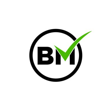 Yeşil keneli BM şirket monogramı.